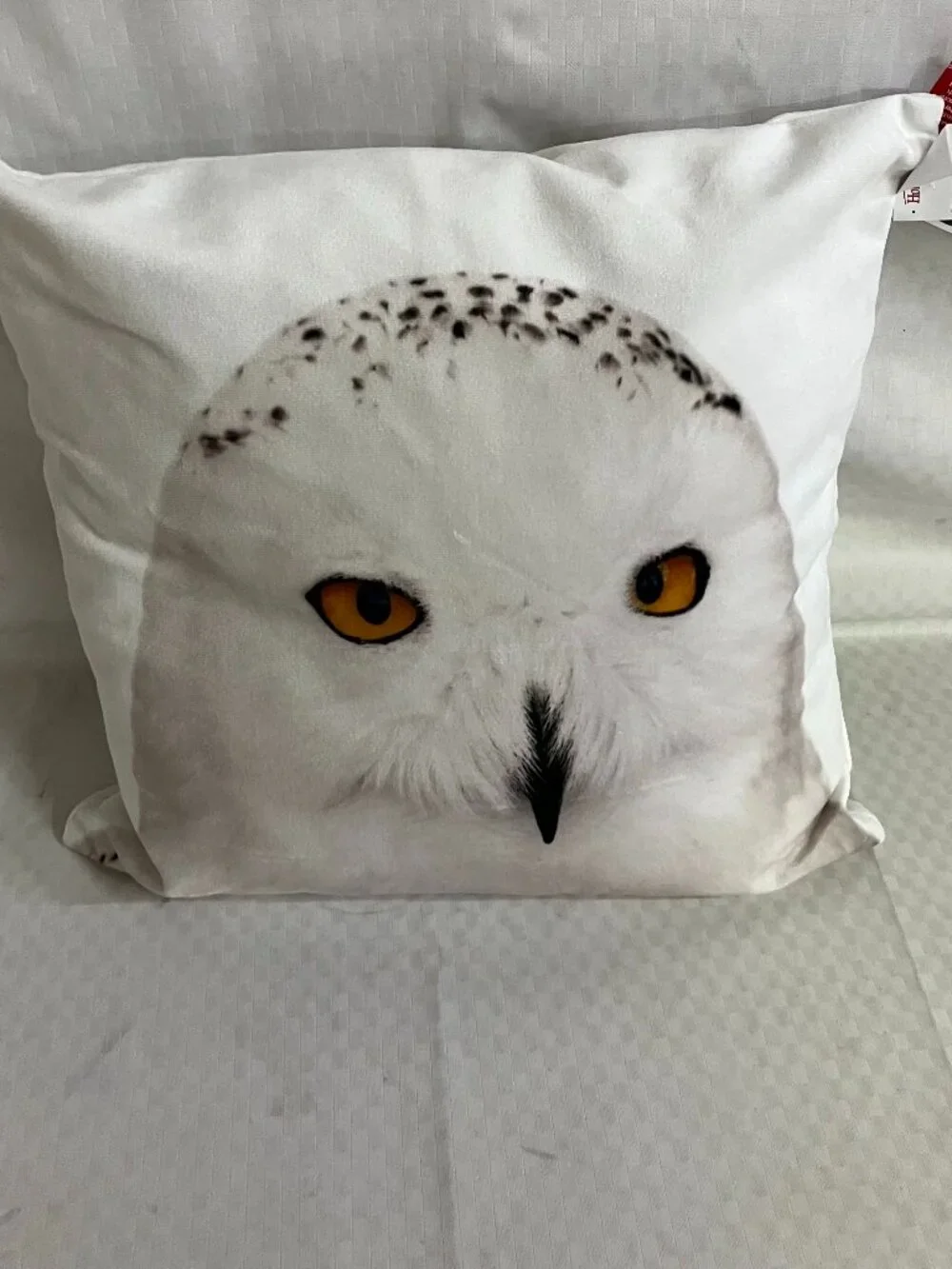 Hines of Oxford Snowy Owl Pillow 14x14 White Alpine Chalet Decorative Cushion